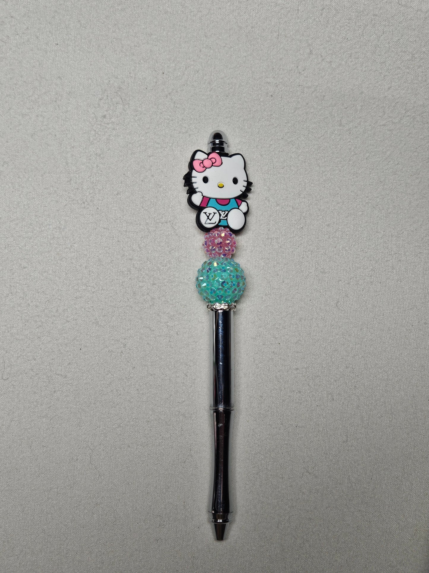 Beaded LV HK silver metal pen