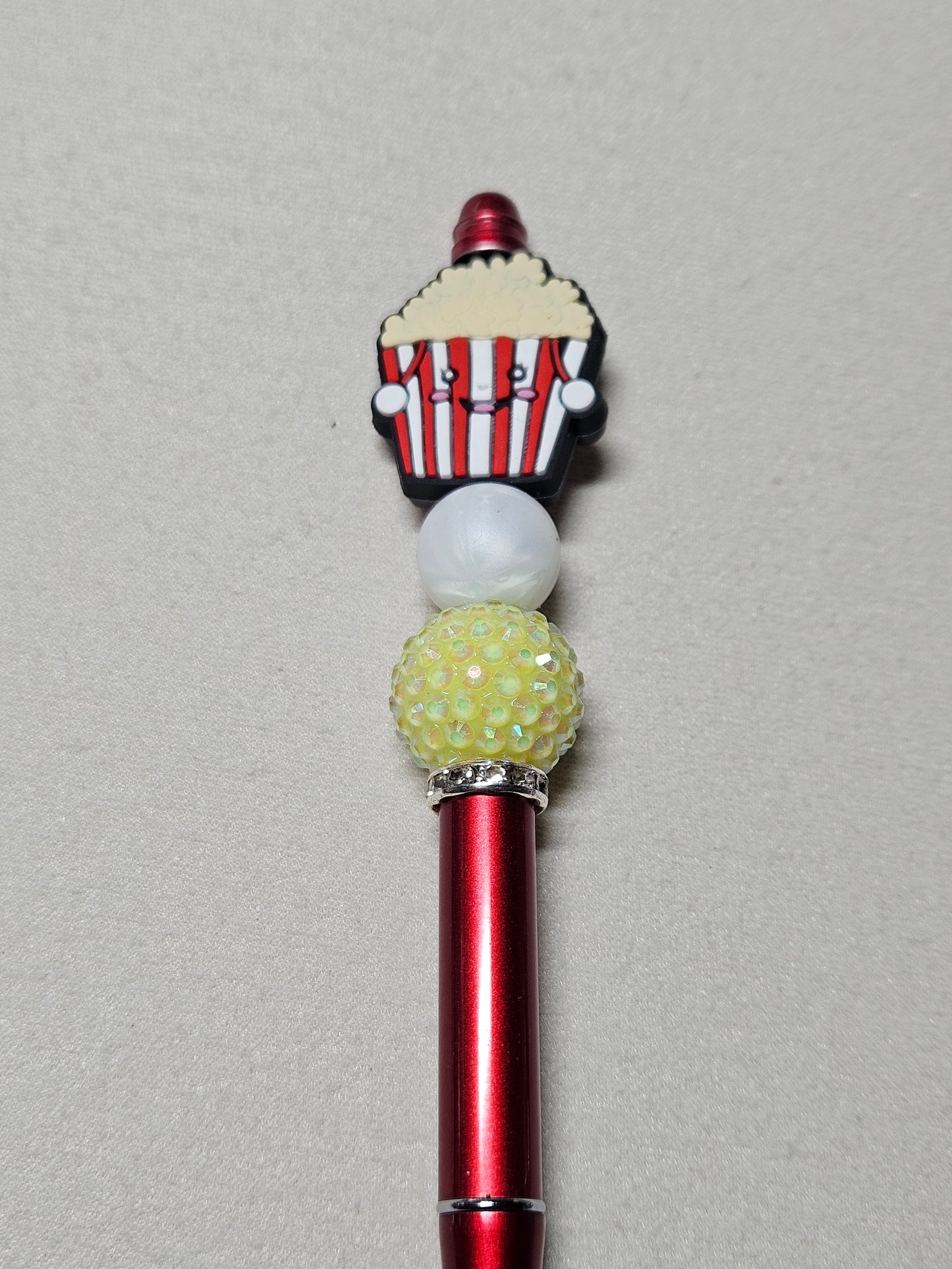 Beaded popcorn red metal pen