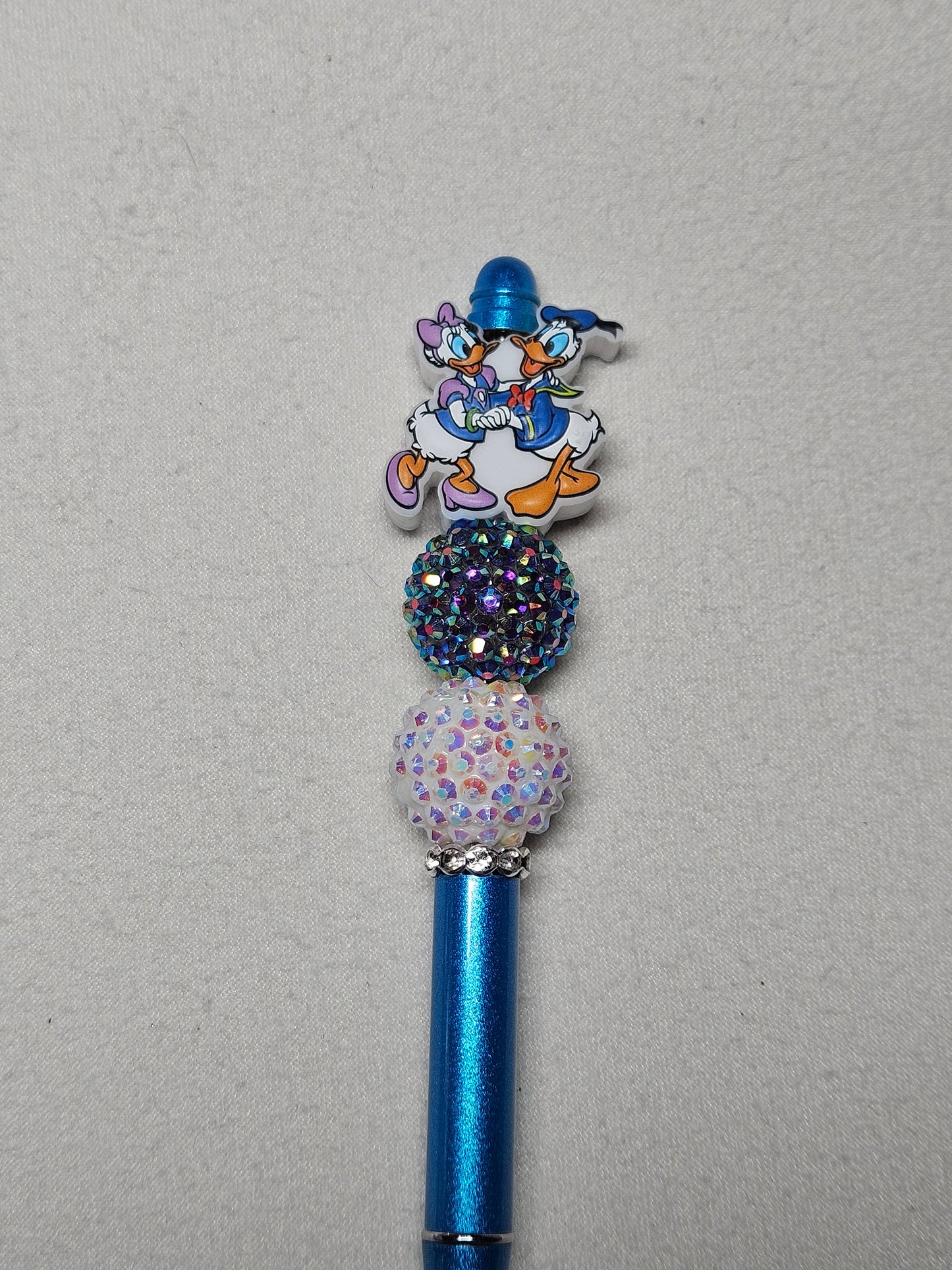 Beaded daisy Donald duck blue metal pen