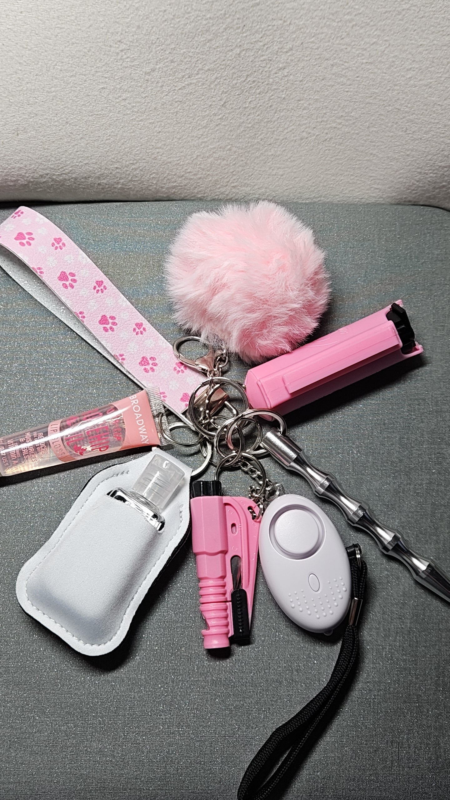 Pink paws safety keychain