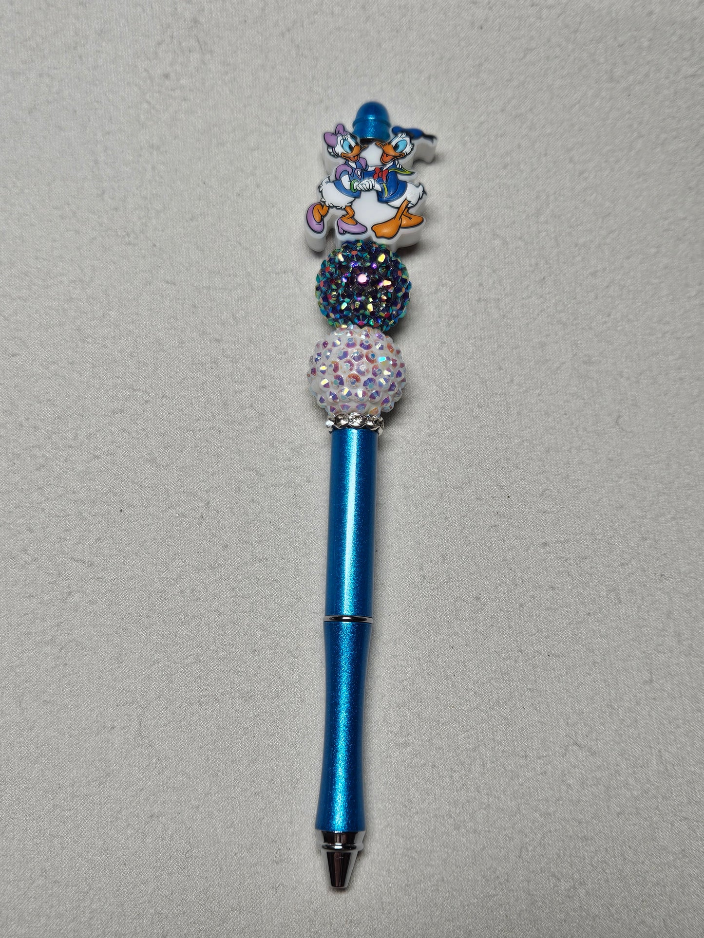 Beaded daisy Donald duck blue metal pen