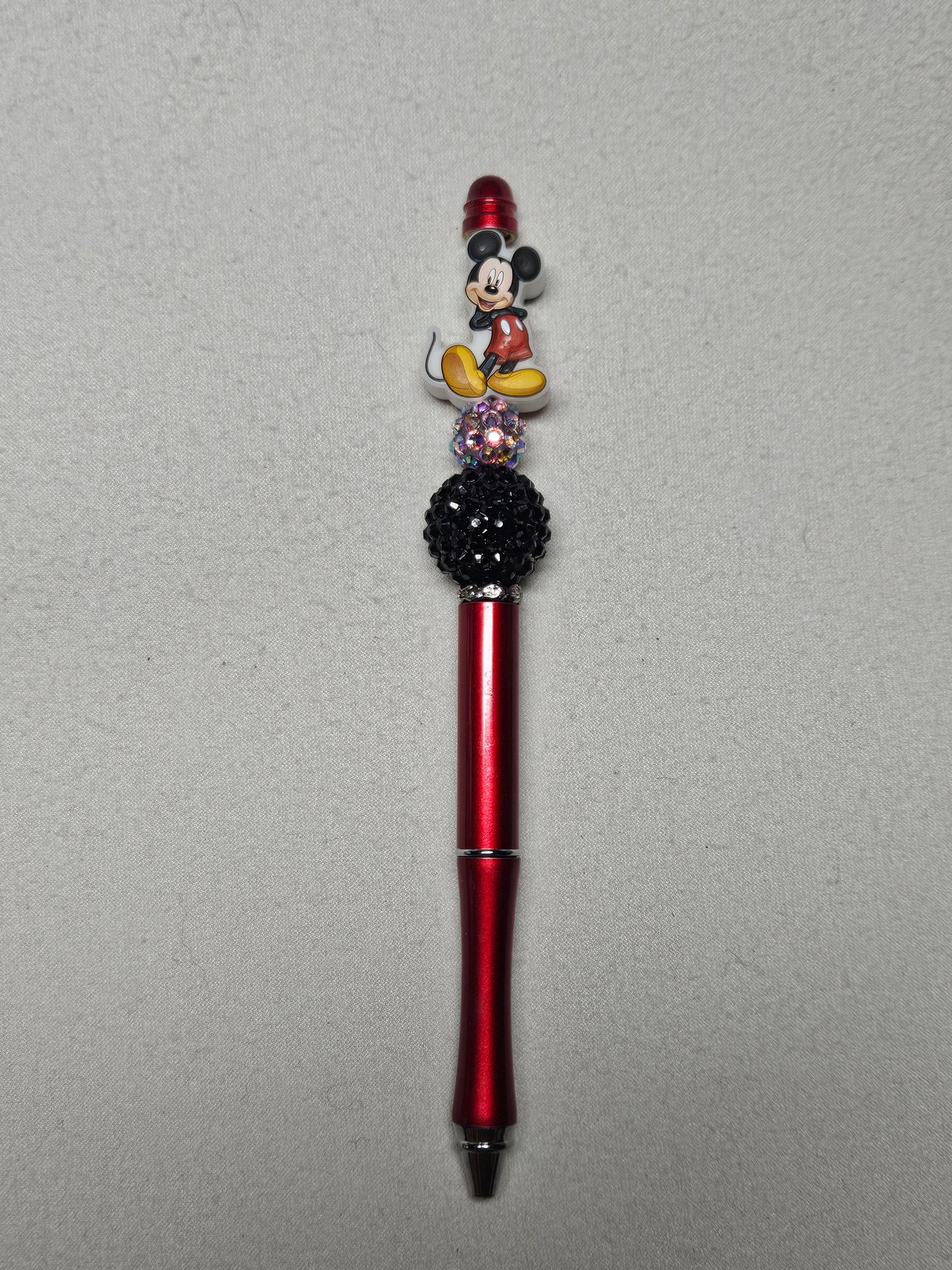 Beaded mickey mouse red metal pen