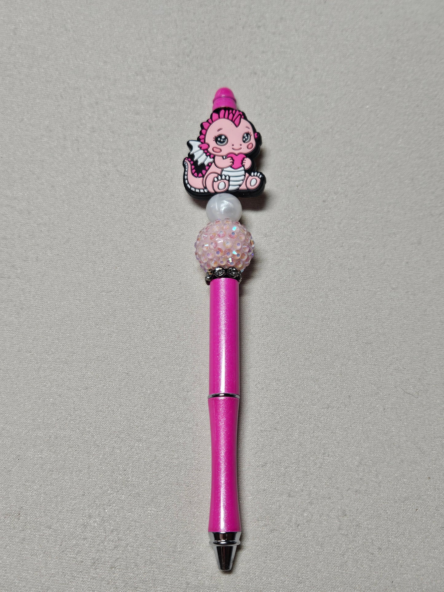 Beaded pink dragon pink metal pen